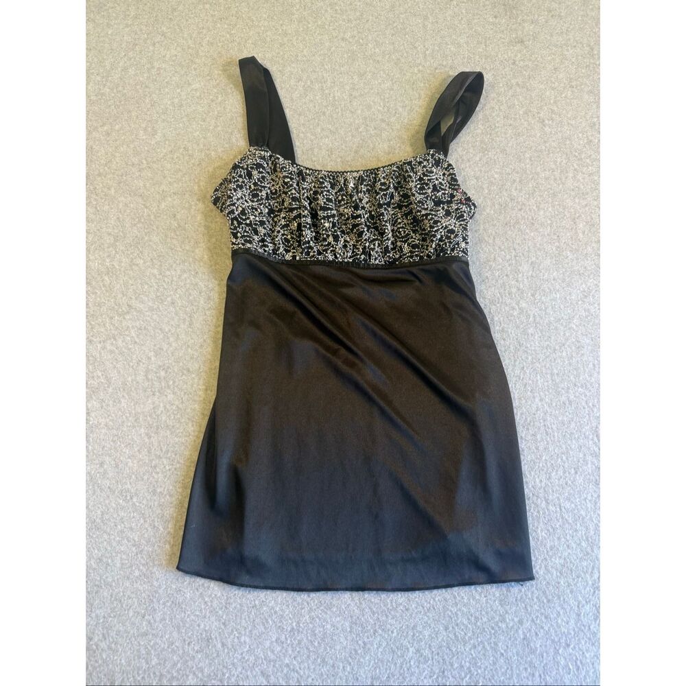 Y2K Volume One black embroidered bust whimsigoth camisole L